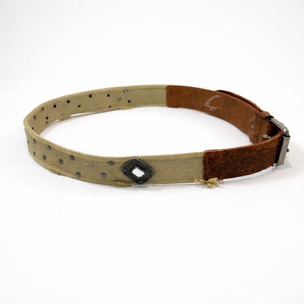 Y2K Flacco Roma Belt Studded Crystal Canvas Leather Distressed Boho‎ Festival - Picture 3 of 15